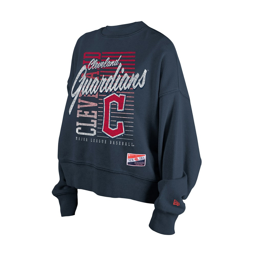Cleveland Guardians New Era Women's Boxy Mineral Wash Dolmen Sleeve Cropped Sweatshirt - MLB