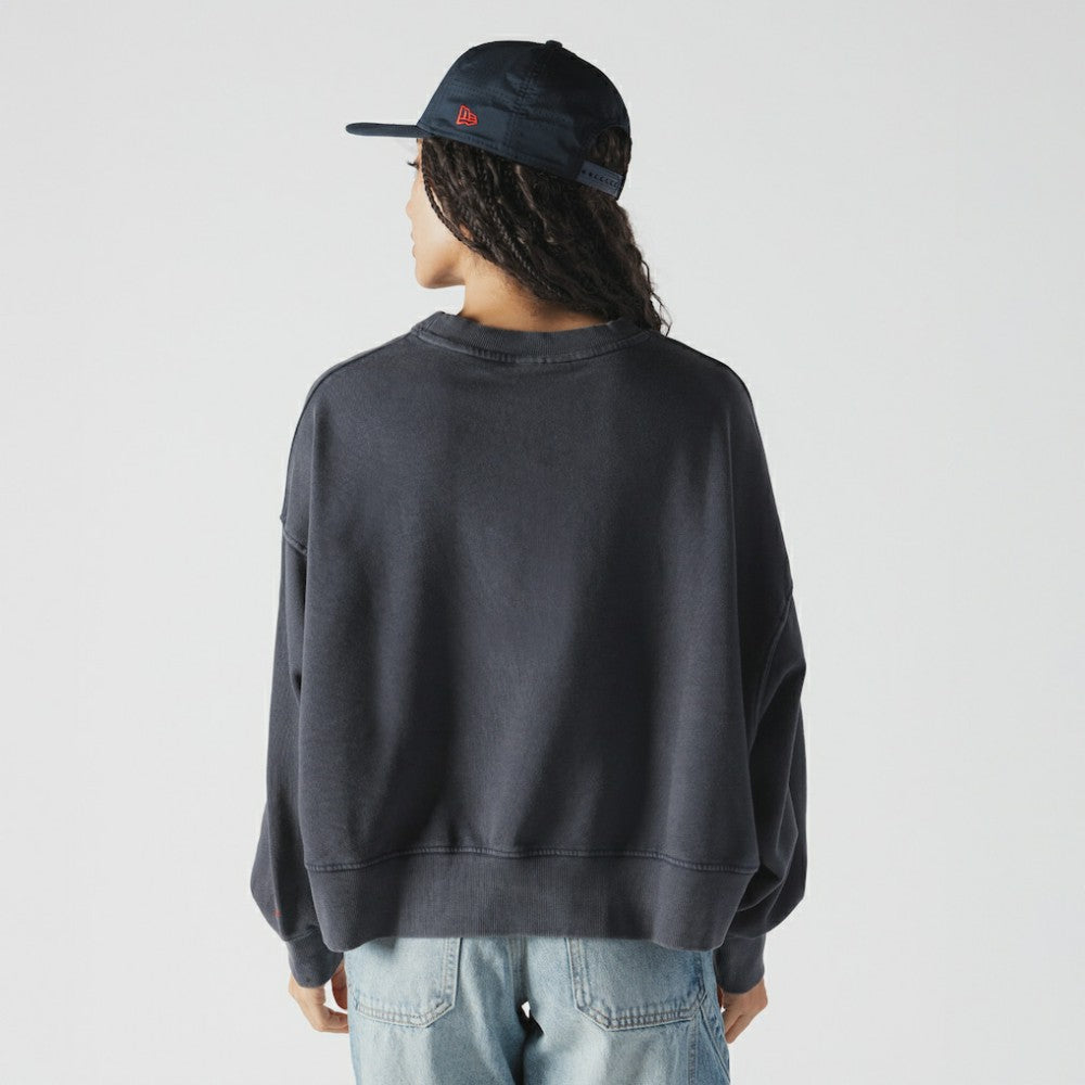 Boston Red Sox New Era Women's Boxy Mineral Wash Dolmen Sleeve Cropped Sweatshirt - MLB