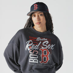 Boston Red Sox New Era Women's Boxy Mineral Wash Dolmen Sleeve Cropped Sweatshirt - MLB