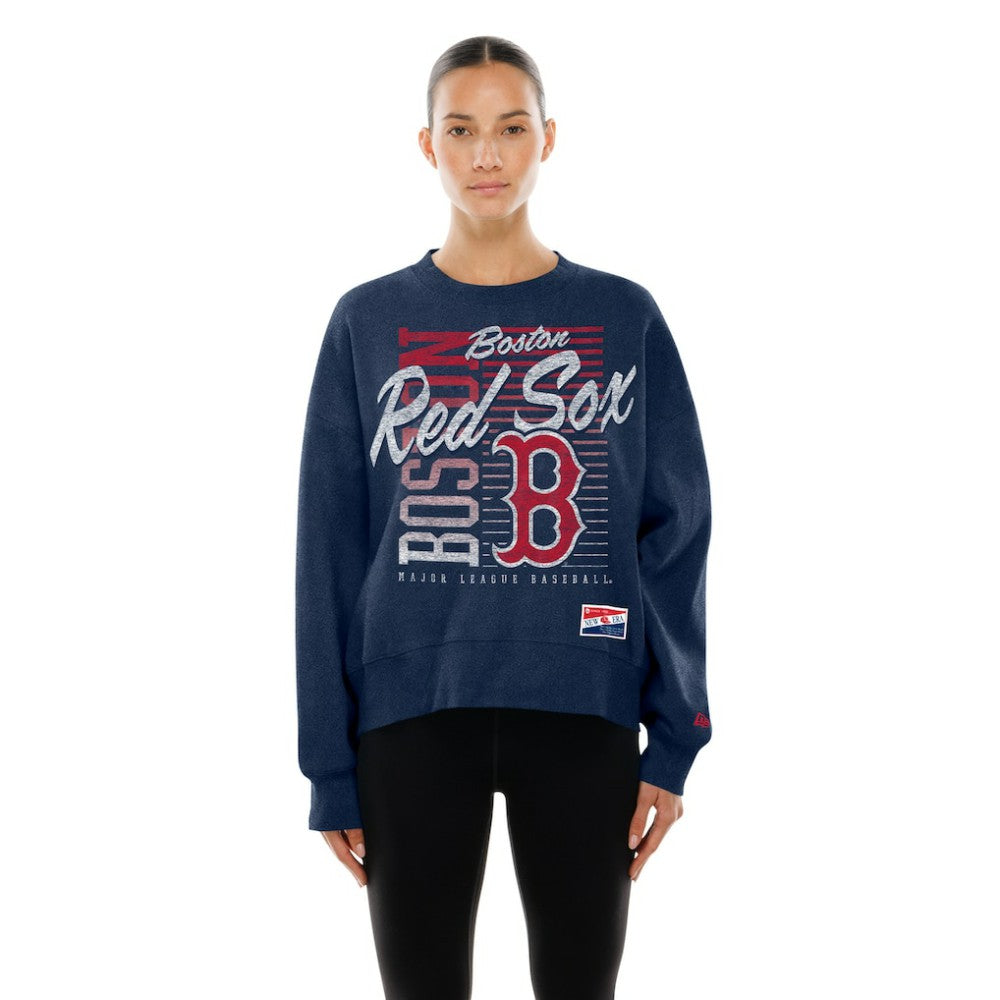 Boston Red Sox New Era Women's Boxy Mineral Wash Dolmen Sleeve Cropped Sweatshirt - MLB