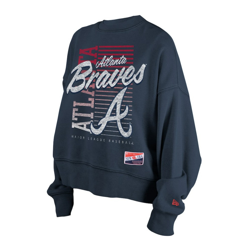 Atlanta Braves New Era Women's Boxy Mineral Wash Dolmen Sleeve Cropped Sweatshirt - MLB