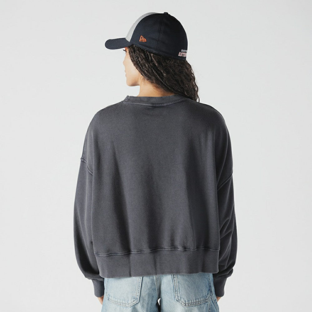 Houston Astros New Era Women's Boxy Mineral Wash Dolmen Sleeve Cropped Sweatshirt - MLB
