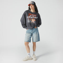 Houston Astros New Era Women's Boxy Mineral Wash Dolmen Sleeve Cropped Sweatshirt - MLB