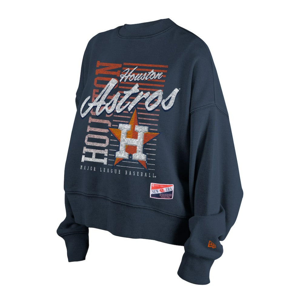 Houston Astros New Era Women's Boxy Mineral Wash Dolmen Sleeve Cropped Sweatshirt - MLB
