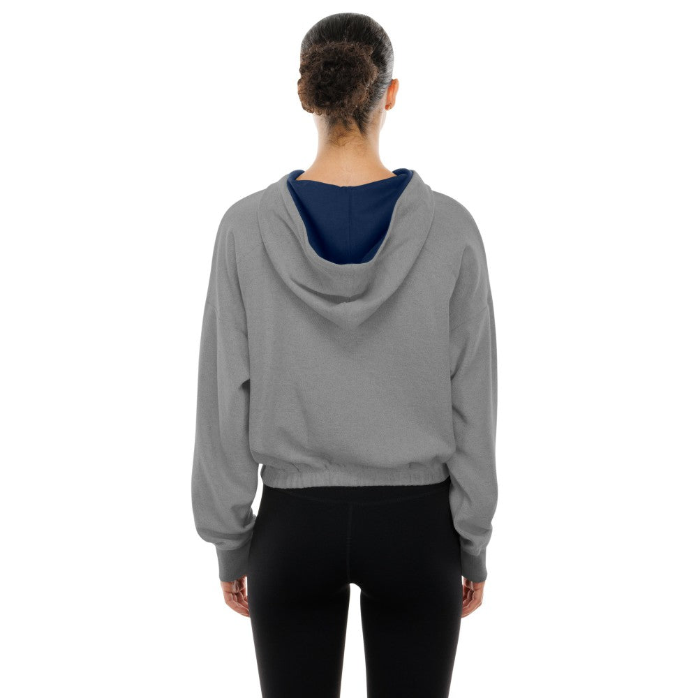 Cleveland Guardians New Era Women's Reversed Out French Terry Quarter-Zip Banded Crop Hoodie - MLB
