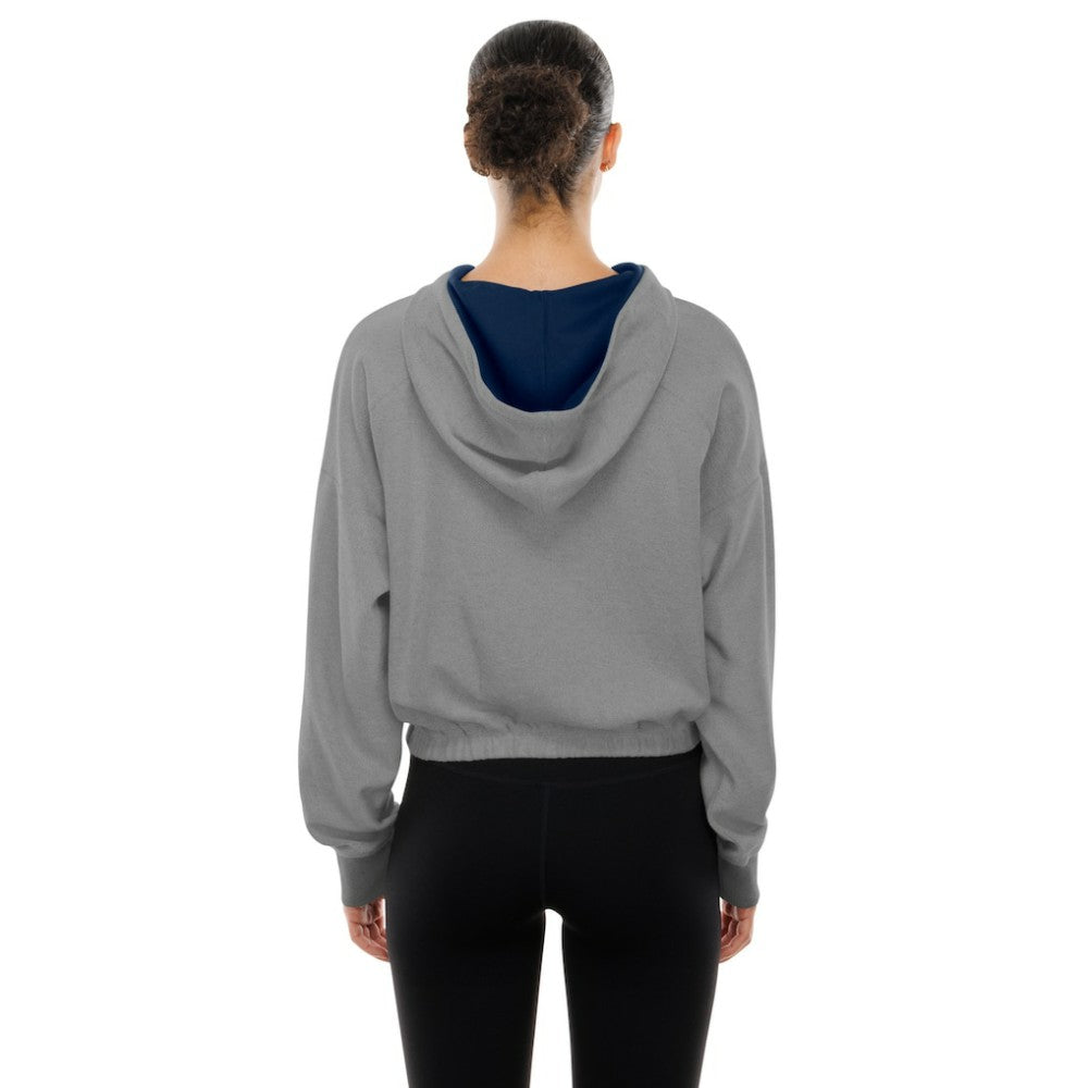 Boston Red Sox New Era Women's Reversed Out French Terry Quarter-Zip Banded Crop Hoodie - MLB