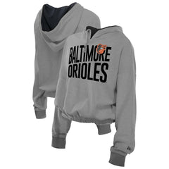 Baltimore Orioles New Era Women's Reversed Out French Terry Quarter-Zip Banded Crop Hoodie - MLB