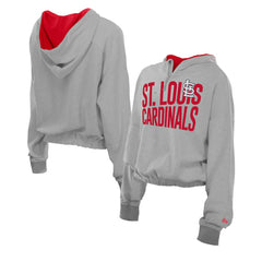 St. Louis Cardinals New Era Women's Reversed Out French Terry Quarter-Zip Banded Crop Hoodie - MLB