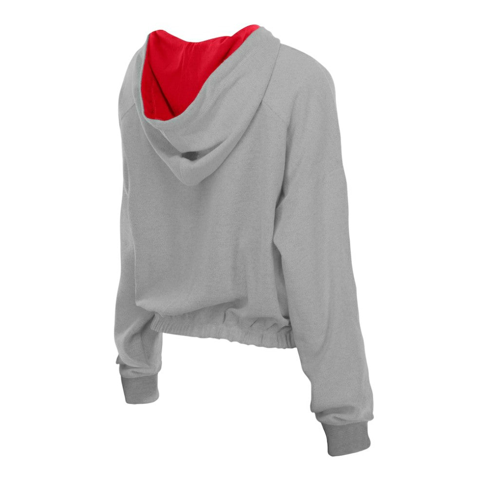 St. Louis Cardinals New Era Women's Reversed Out French Terry Quarter-Zip Banded Crop Hoodie - MLB