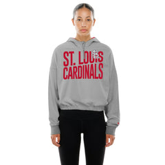 St. Louis Cardinals New Era Women's Reversed Out French Terry Quarter-Zip Banded Crop Hoodie - MLB