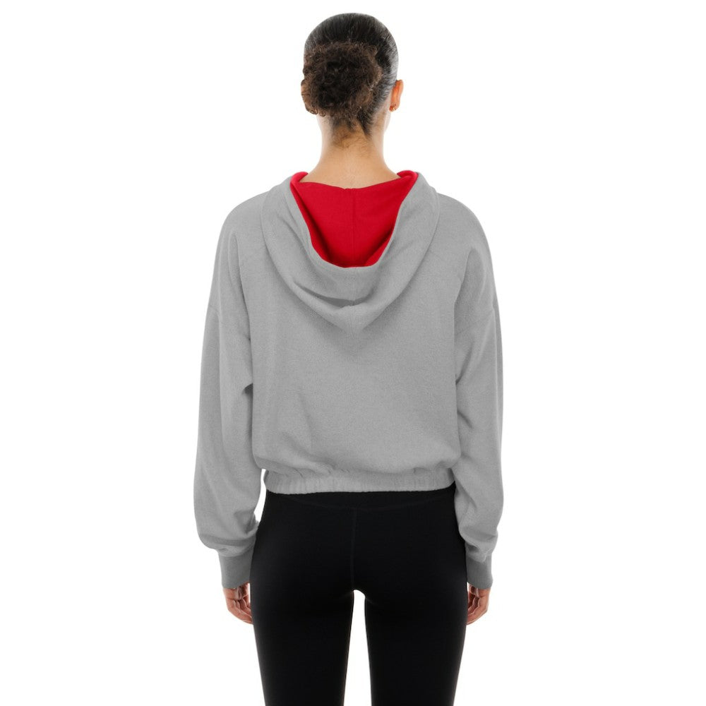 St. Louis Cardinals New Era Women's Reversed Out French Terry Quarter-Zip Banded Crop Hoodie - MLB