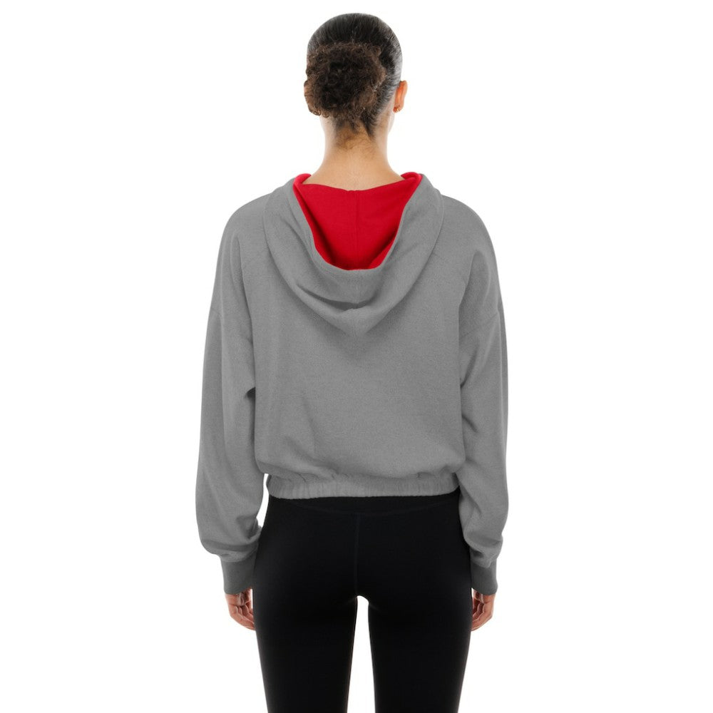 Philadelphia Phillies New Era Women's Reversed Out French Terry Quarter-Zip Banded Crop Hoodie - MLB