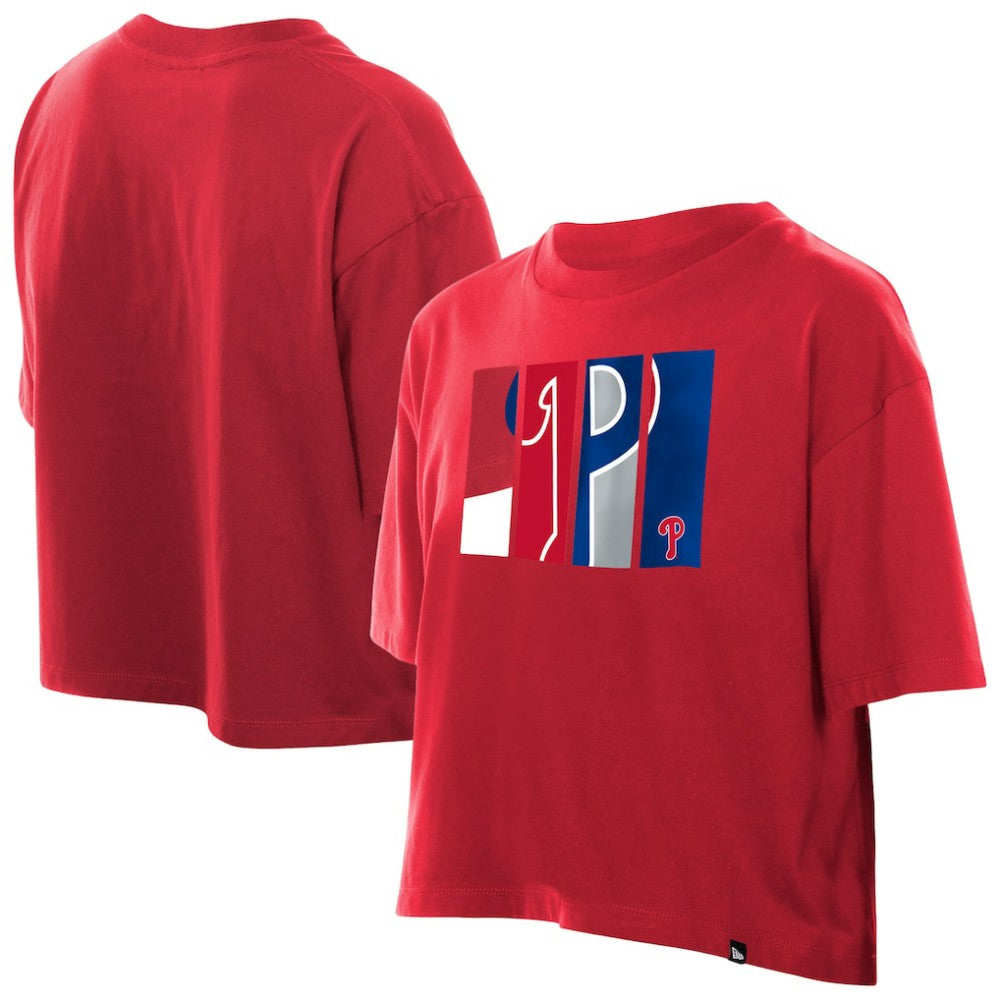 Philadelphia Phillies New Era Women's Boxy Foil Logo T-Shirt - MLB
