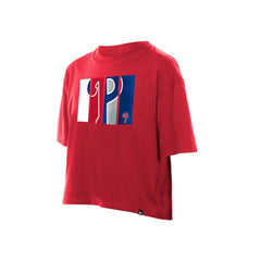 Philadelphia Phillies New Era Women's Boxy Foil Logo T-Shirt - MLB