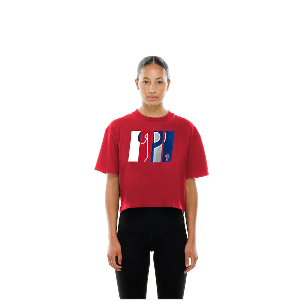 Philadelphia Phillies New Era Women's Boxy Foil Logo T-Shirt - MLB