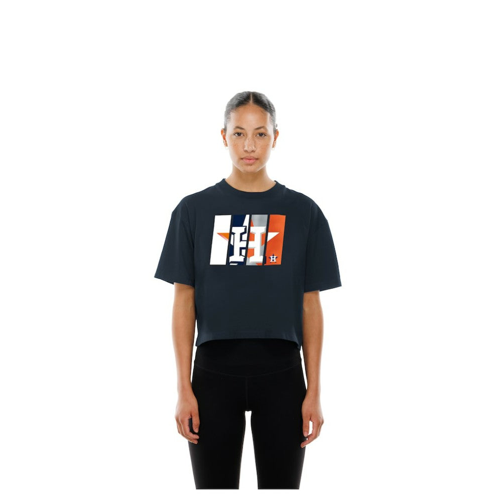 Houston Astros New Era Women's Boxy Foil Logo T-Shirt - MLB