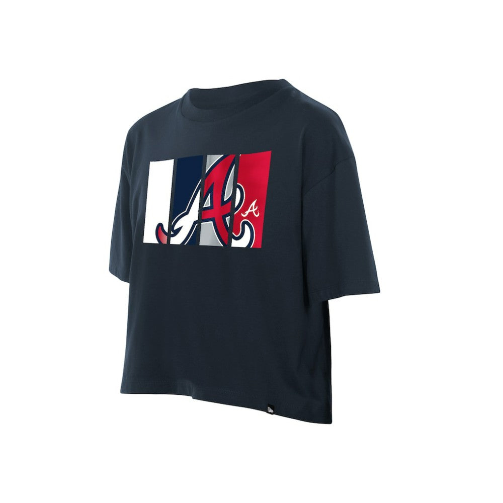 Atlanta Braves New Era Women's Boxy Foil Logo T-Shirt - MLB