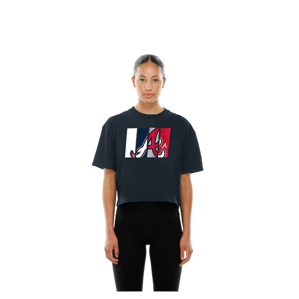 Atlanta Braves New Era Women's Boxy Foil Logo T-Shirt - MLB