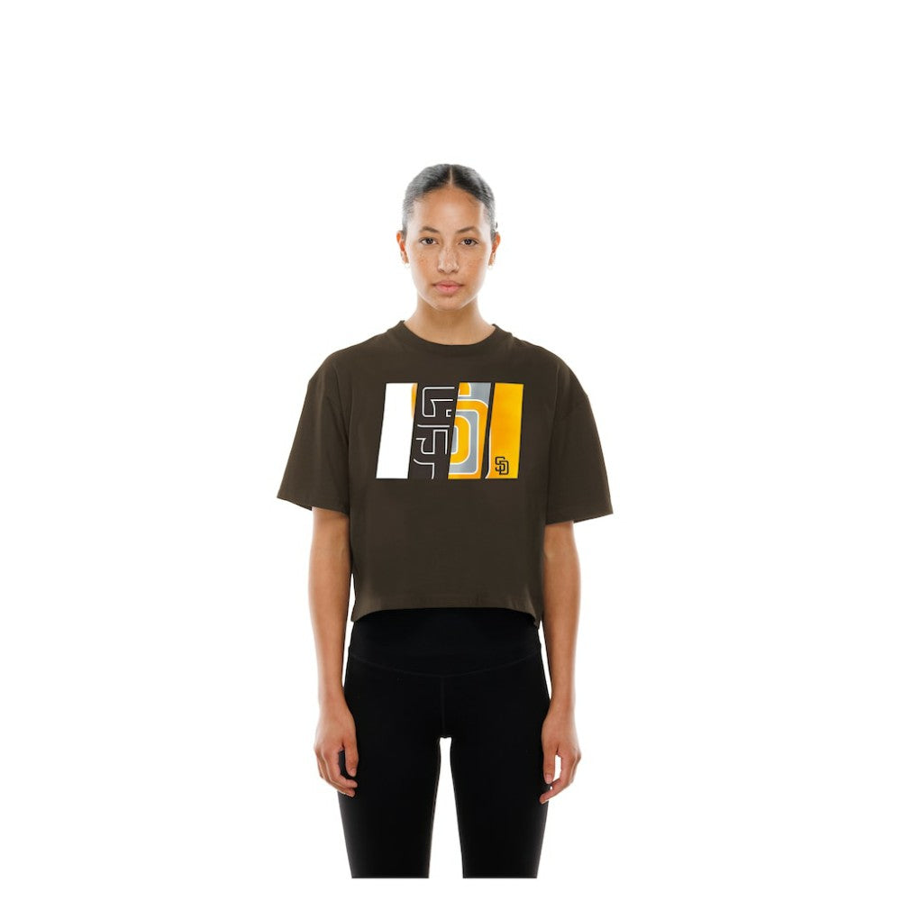 San Diego Padres New Era Women's Boxy Foil Logo T-Shirt - MLB