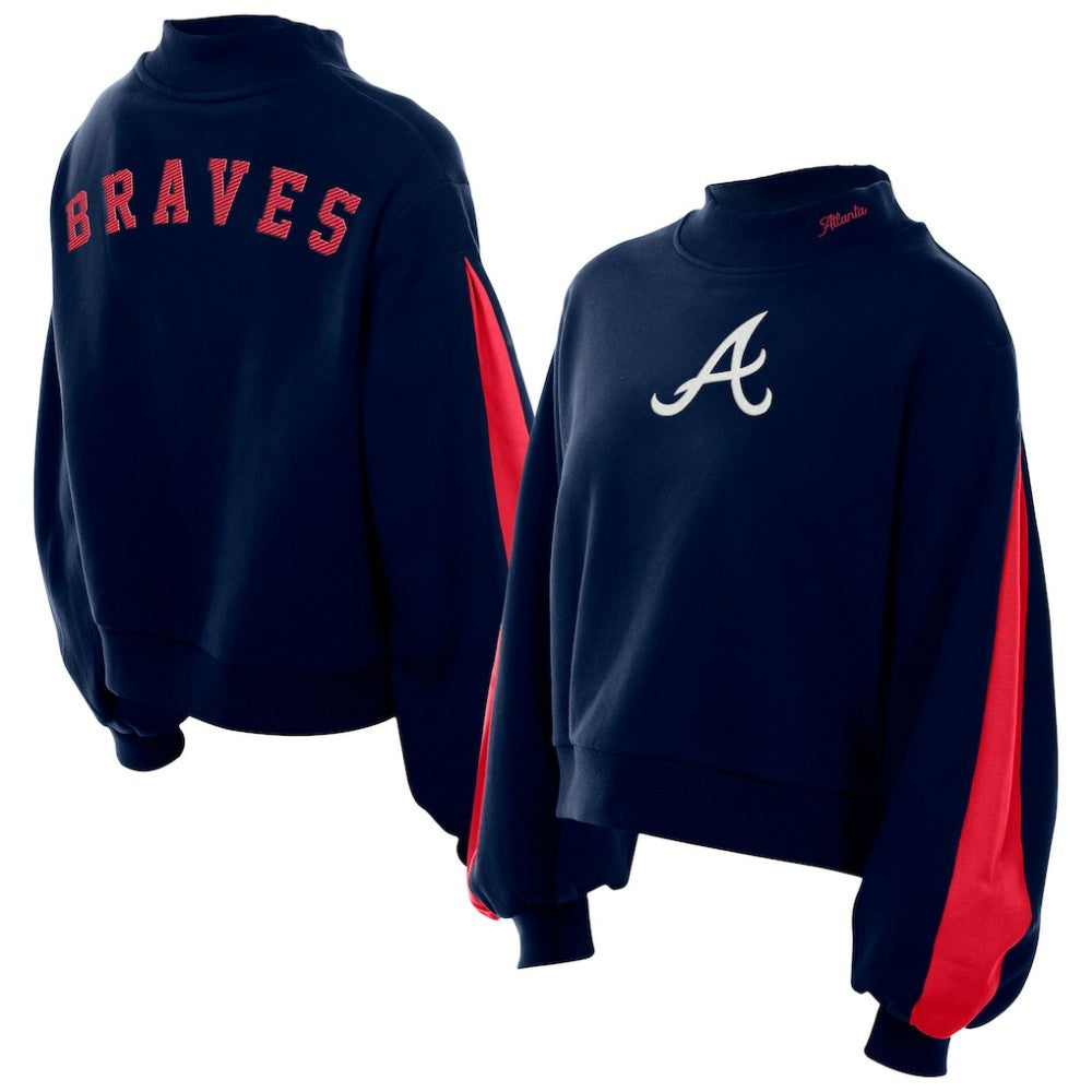 Atlanta Braves New Era Women's Mock Neck Balloon Sleeve Sweatshirt - MLB