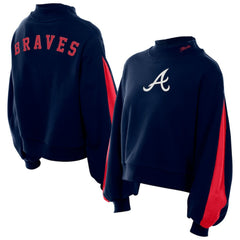 Atlanta Braves New Era Women's Mock Neck Balloon Sleeve Sweatshirt - MLB