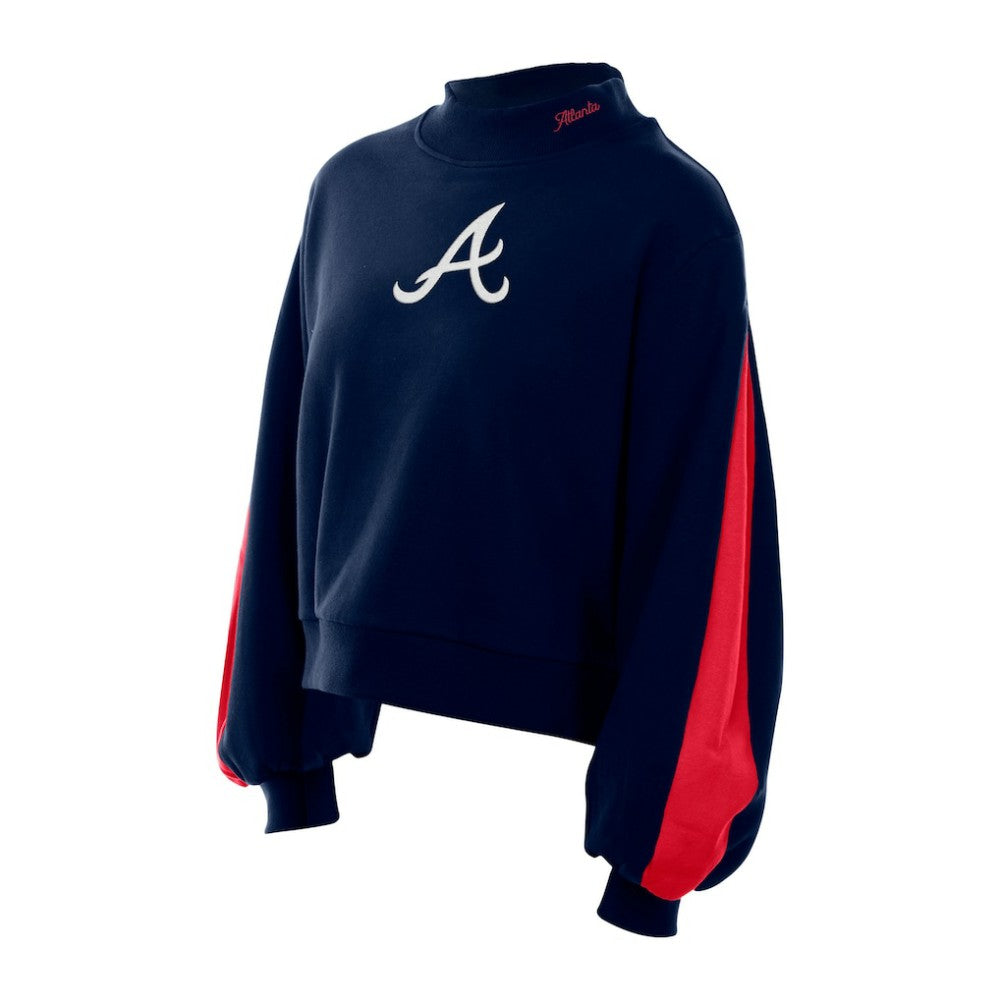 Atlanta Braves New Era Women's Mock Neck Balloon Sleeve Sweatshirt - MLB