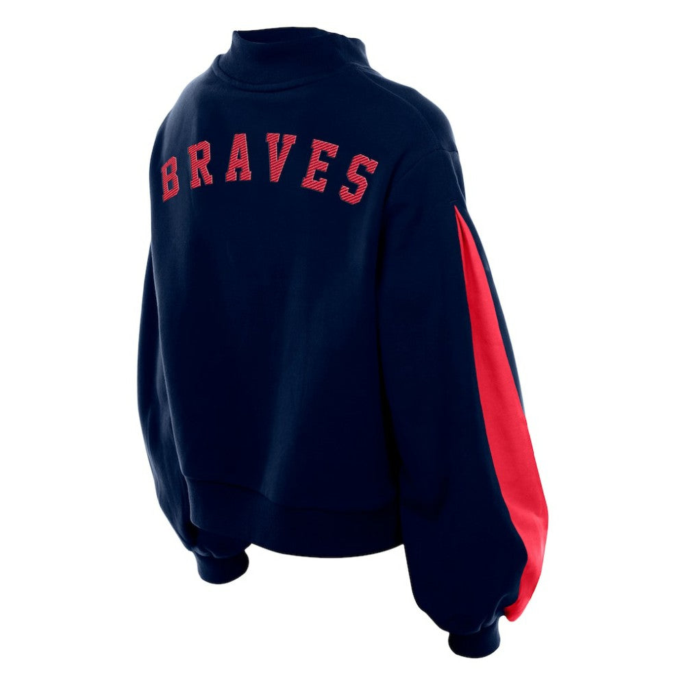 Atlanta Braves New Era Women's Mock Neck Balloon Sleeve Sweatshirt - MLB