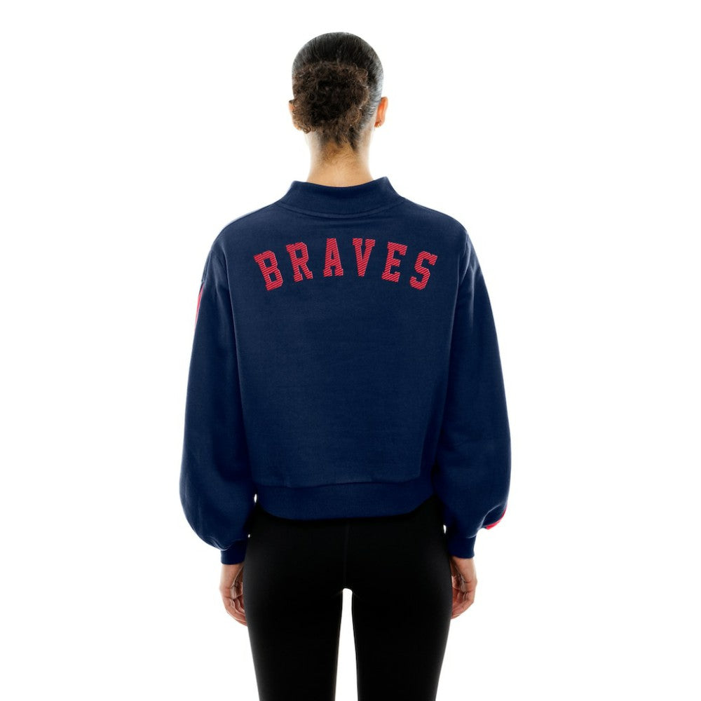 Atlanta Braves New Era Women's Mock Neck Balloon Sleeve Sweatshirt - MLB
