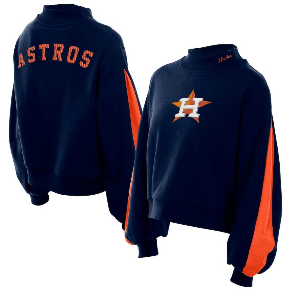 Houston Astros New Era Women's Mock Neck Balloon Sleeve Sweatshirt - MLB