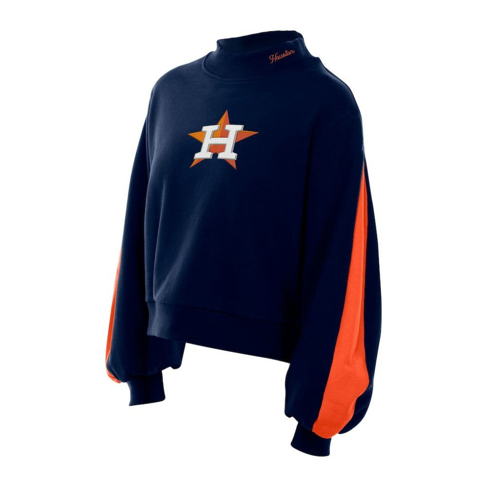 Houston Astros New Era Women's Mock Neck Balloon Sleeve Sweatshirt - MLB