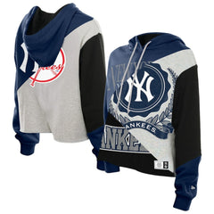 New York Yankees New Era Women's Upcycled Color Block Cropped Boxy Hoodie Hoodies - MLB