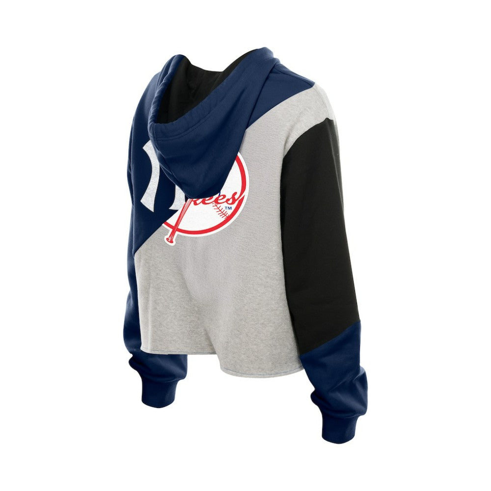 New York Yankees New Era Women's Upcycled Color Block Cropped Boxy Hoodie Hoodies - MLB