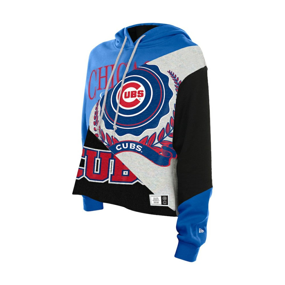 Chicago Cubs New Era Women's Upcycled Color Block Cropped Boxy Hoodie Hoodies - MLB