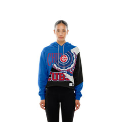 Chicago Cubs New Era Women's Upcycled Color Block Cropped Boxy Hoodie Hoodies - MLB