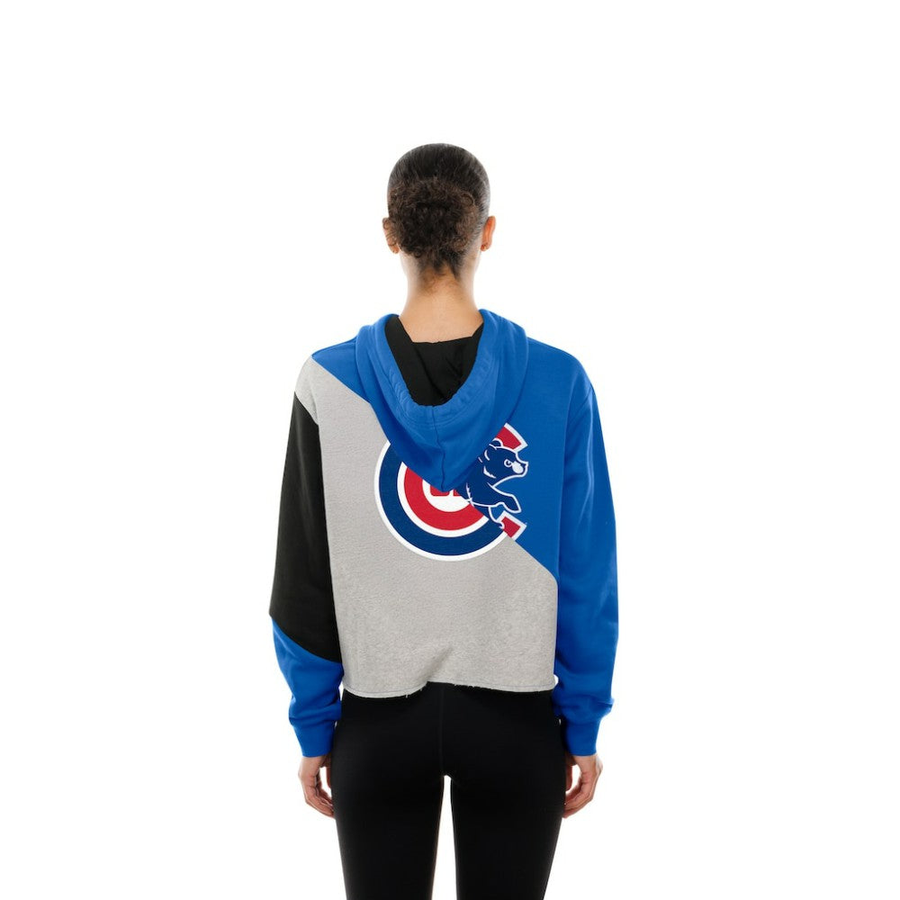 Chicago Cubs New Era Women's Upcycled Color Block Cropped Boxy Hoodie Hoodies - MLB