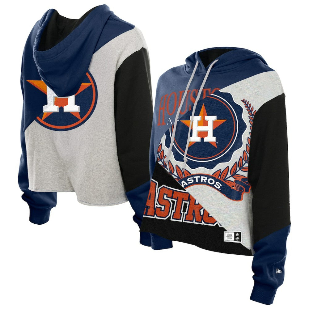 Houston Astros New Era Women's Upcycled Color Block Cropped Boxy Hoodie Hoodies - MLB