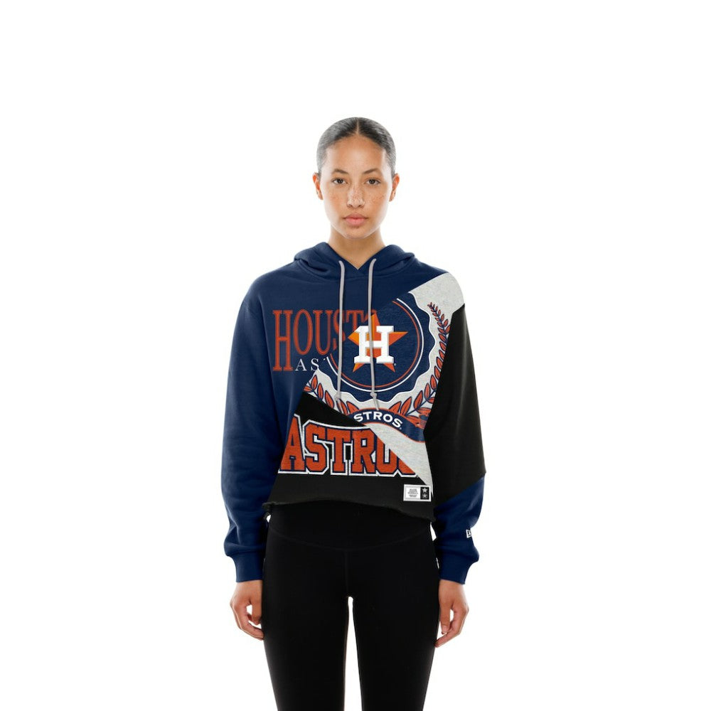 Houston Astros New Era Women's Upcycled Color Block Cropped Boxy Hoodie Hoodies - MLB