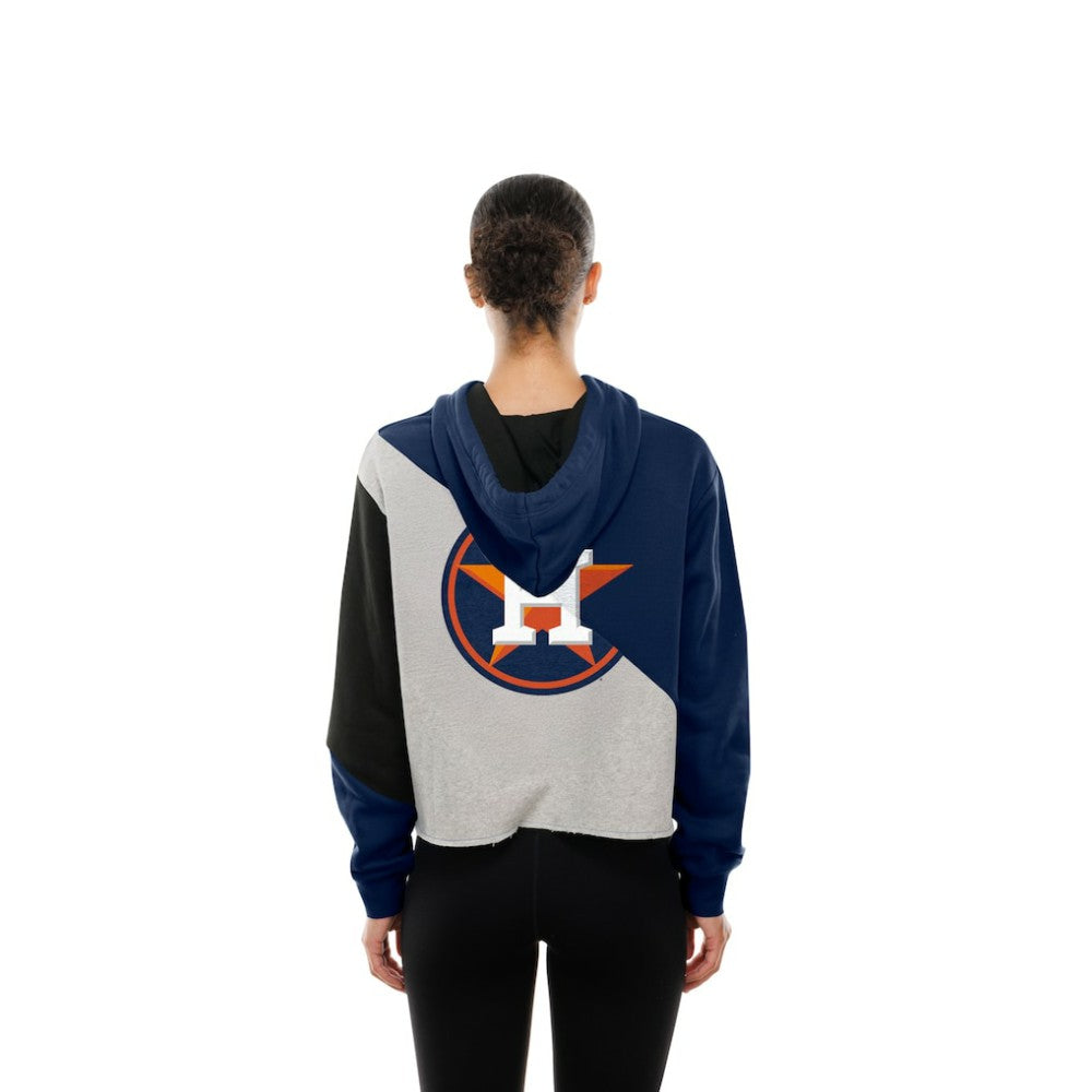 Houston Astros New Era Women's Upcycled Color Block Cropped Boxy Hoodie Hoodies - MLB