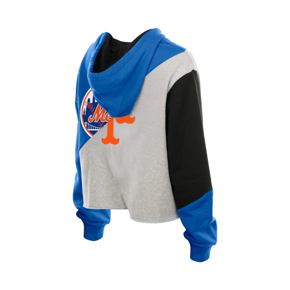 New York Mets New Era Women's Upcycled Color Block Cropped Boxy Hoodie Hoodies - MLB