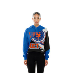 New York Mets New Era Women's Upcycled Color Block Cropped Boxy Hoodie Hoodies - MLB