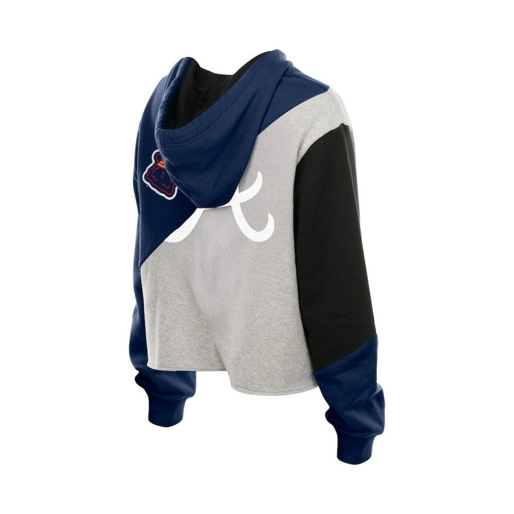 Atlanta Braves New Era Women's Upcycled Color Block Cropped Boxy Hoodie Hoodies - MLB