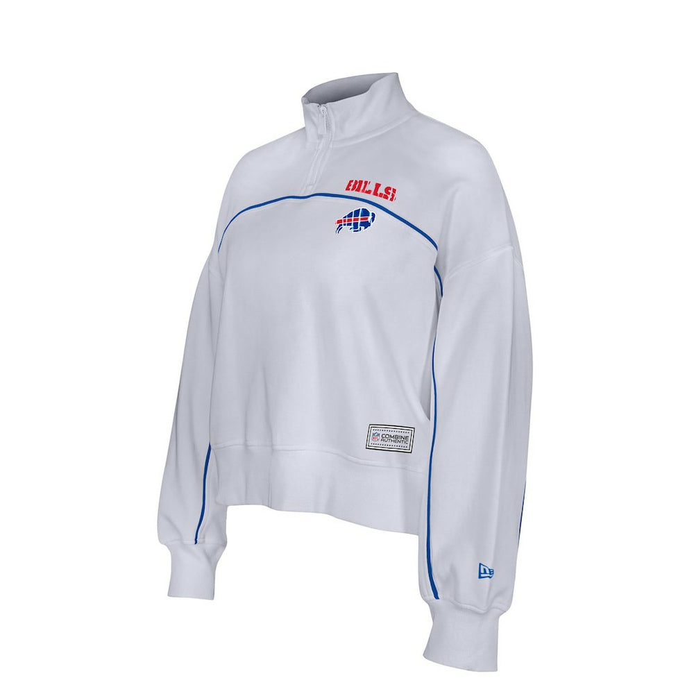New Era Buffalo Bills Female Adult White Functional Fandom Quarter-Zip Sweatshirt | NFL