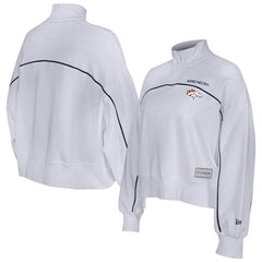 New Era Denver Broncos Female Adult White Functional Fandom Quarter-Zip Sweatshirt | NFL
