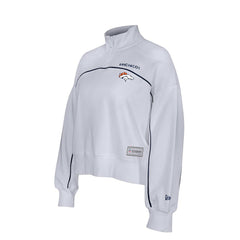 New Era Denver Broncos Female Adult White Functional Fandom Quarter-Zip Sweatshirt | NFL