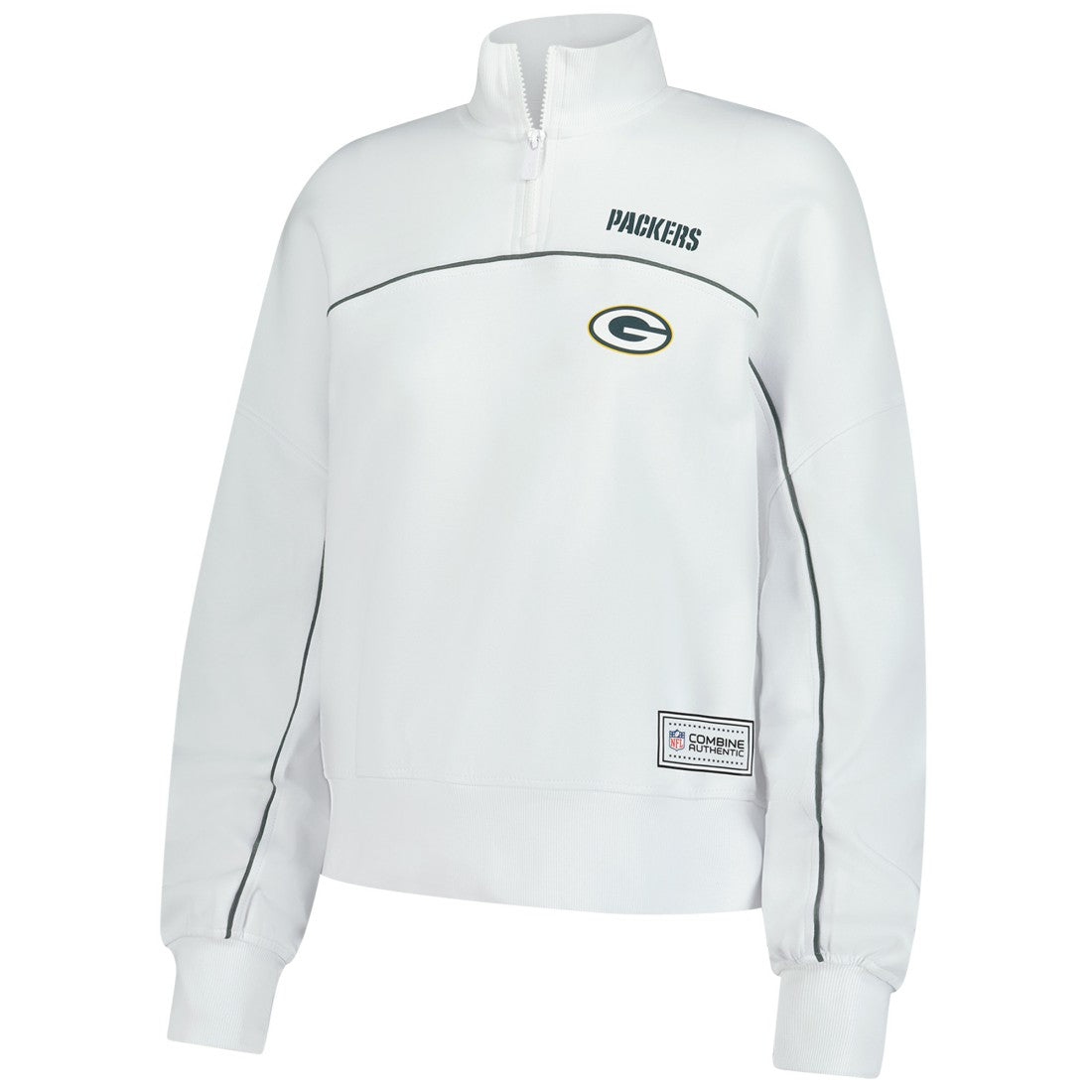 New Era Green Bay Packers Female Adult White Functional Fandom Quarter-Zip Sweatshirt | NFL