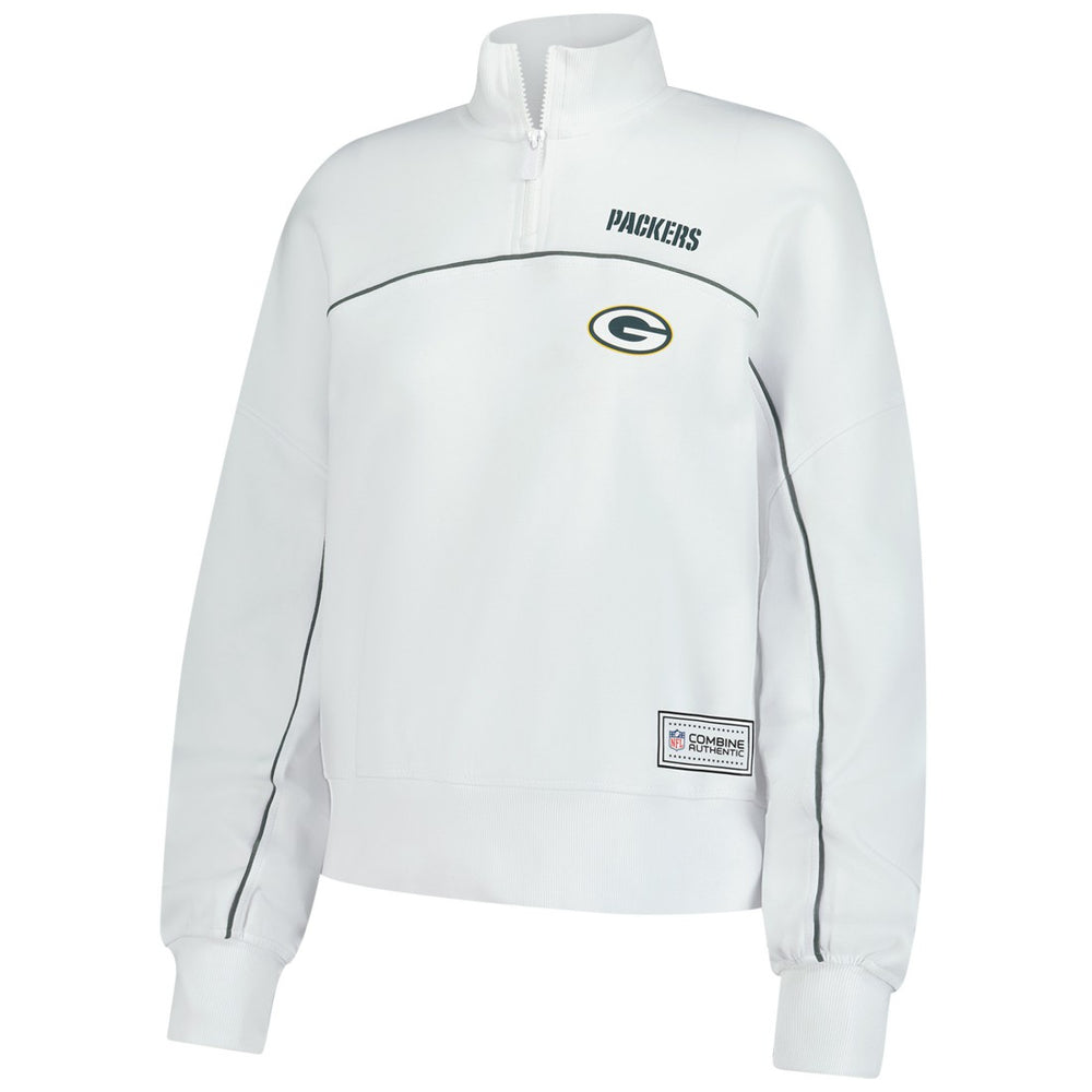 New Era Green Bay Packers Female Adult White Functional Fandom Quarter-Zip Sweatshirt | NFL