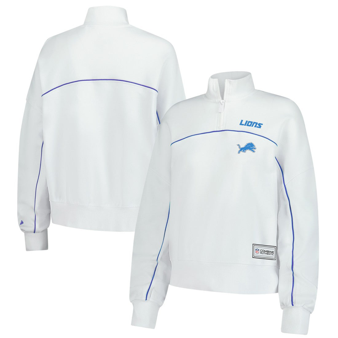 New Era Detroit Lions Female Adult White Functional Fandom Quarter-Zip Sweatshirt | NFL