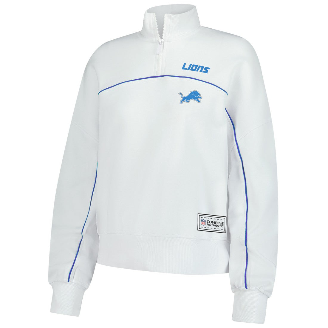 New Era Detroit Lions Female Adult White Functional Fandom Quarter-Zip Sweatshirt | NFL