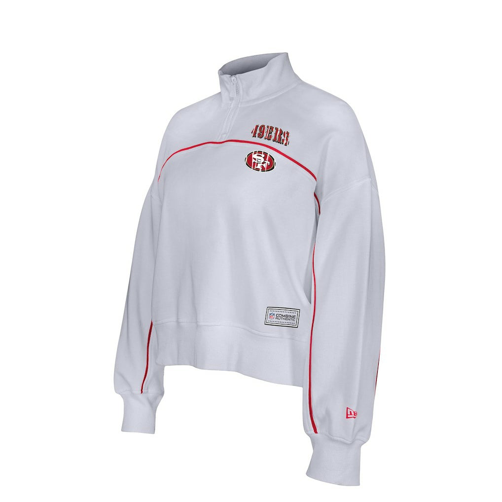 New Era San Francisco 49ers Female Adult White Functional Fandom Quarter-Zip Sweatshirt | NFL