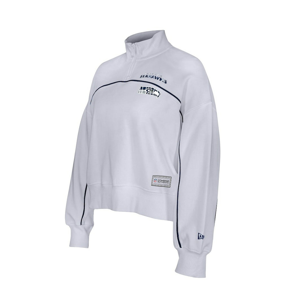 New Era Seattle Seahawks Female Adult White Functional Fandom Quarter-Zip Sweatshirt | NFL